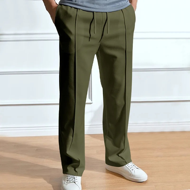 Pant men 2026 casual new casual men's solid color sporty high-waisted drawstring long leg pants men's clothing