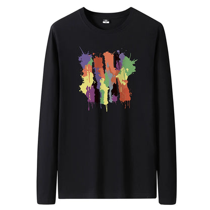 T Shirts Men New Fashion 2025 O-Neck Slim Long Black Sleeve T-Shirt Male Clothing Casual Tee Shirt 28 Styles Plus Size S-6XL