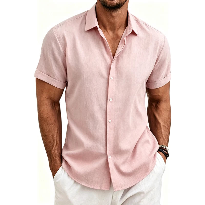 2026 Men's Simple and Fresh Shirt - Street Fashion Loose Quick-Drying Casual Shirt-Hawaiian Vacation Style Solid Collar Cardigan