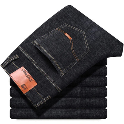 2025 NEW Men's Fashion Business Jeans Classic Style Casual Stretch Slim Jean Pants Male Brand Denim Trousers Black Blue