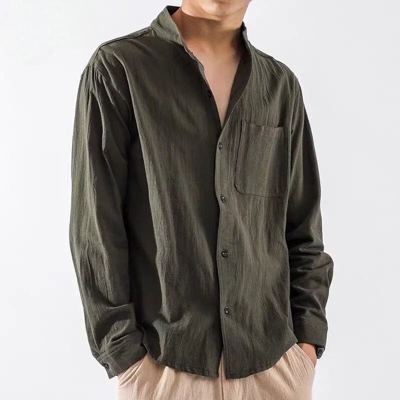 Shirts for Men White with Pocket Linen Man Shirt Elegant Original Fashion 2025 New in Cheap Brand Social Tops S Asia Casual Cool