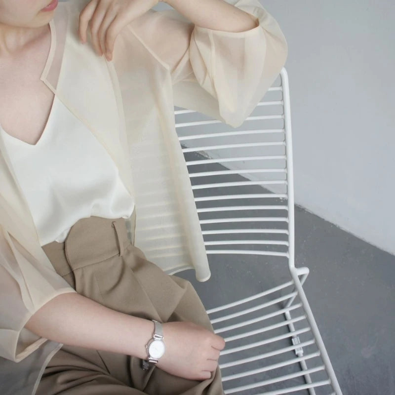 Shirts for Women Sheer Lightweight Thin Sun-proof All-match Hipster Tender Graceful Summer Breathable Commuting Korean Style Fit