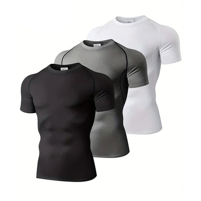 Mens Compression Clothing Summer Tights T Shirt Elastic Quick Dry Sportswear Running T-shirts Sports Tops Tee Gym Workout Shirts