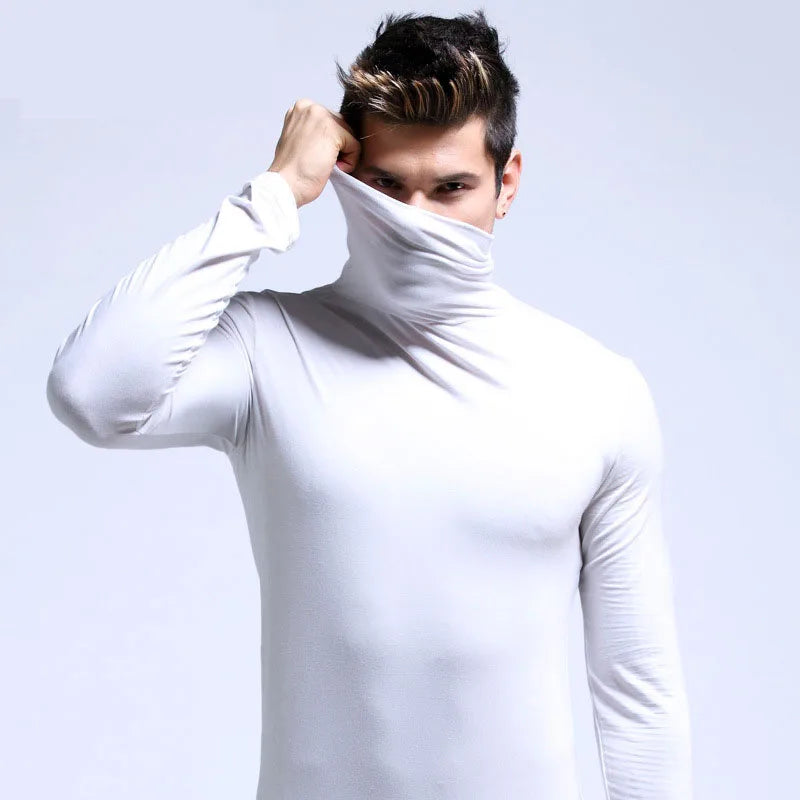 Men's Original Shirts Fall/Winter T-Shirt Fashionable Inner Wear for Men Slim Fit Turtleneck Shirt Solid Black Long Sleeve Shirt