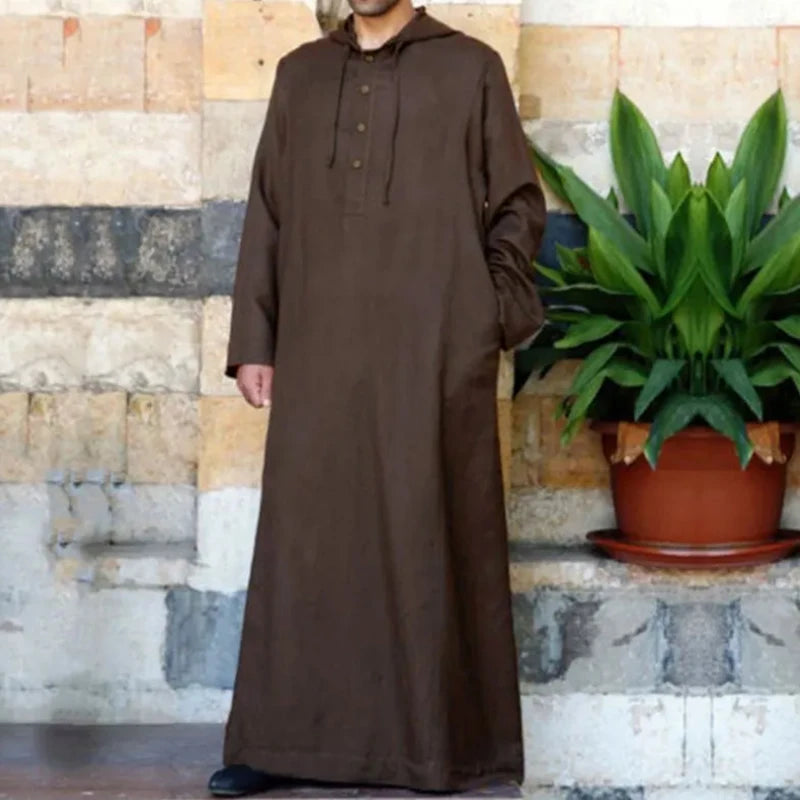 Islamic Clothing Men's Long Sleeve Loose Muslim Men Saudi Arabia Pakistan Kurta Muslim Costumes Muslim Dress Kaftan Thobe Hooded