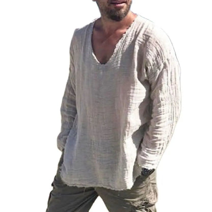 Men's Patchwork T-shirt Men Long Sleeve Fashion Ripped Cotton Tops Latest Summer Casual Linen Pullovers Sexy Mens clothing 2024