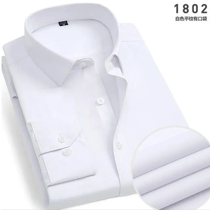 Men's Long-Sleeved Shirt Business Casual Solid Color Striped Plaid Spring Summer Free Ironing All Fit Tooling Comfortable
