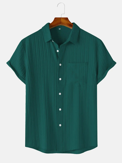 Men's  Comfortable Shirt Summer Beach Men's Shirt   Men's Short Sleeve Shirts  Solid Color Casual Short Sleeve Shirt