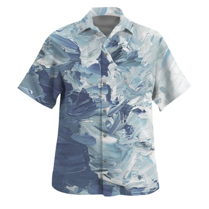Men's Hawaiian Short-Sleeve Shirt Abstract Artistic Watercolor Print Turn-Down Collar Button-Up Front Summer Beach Casual Wear