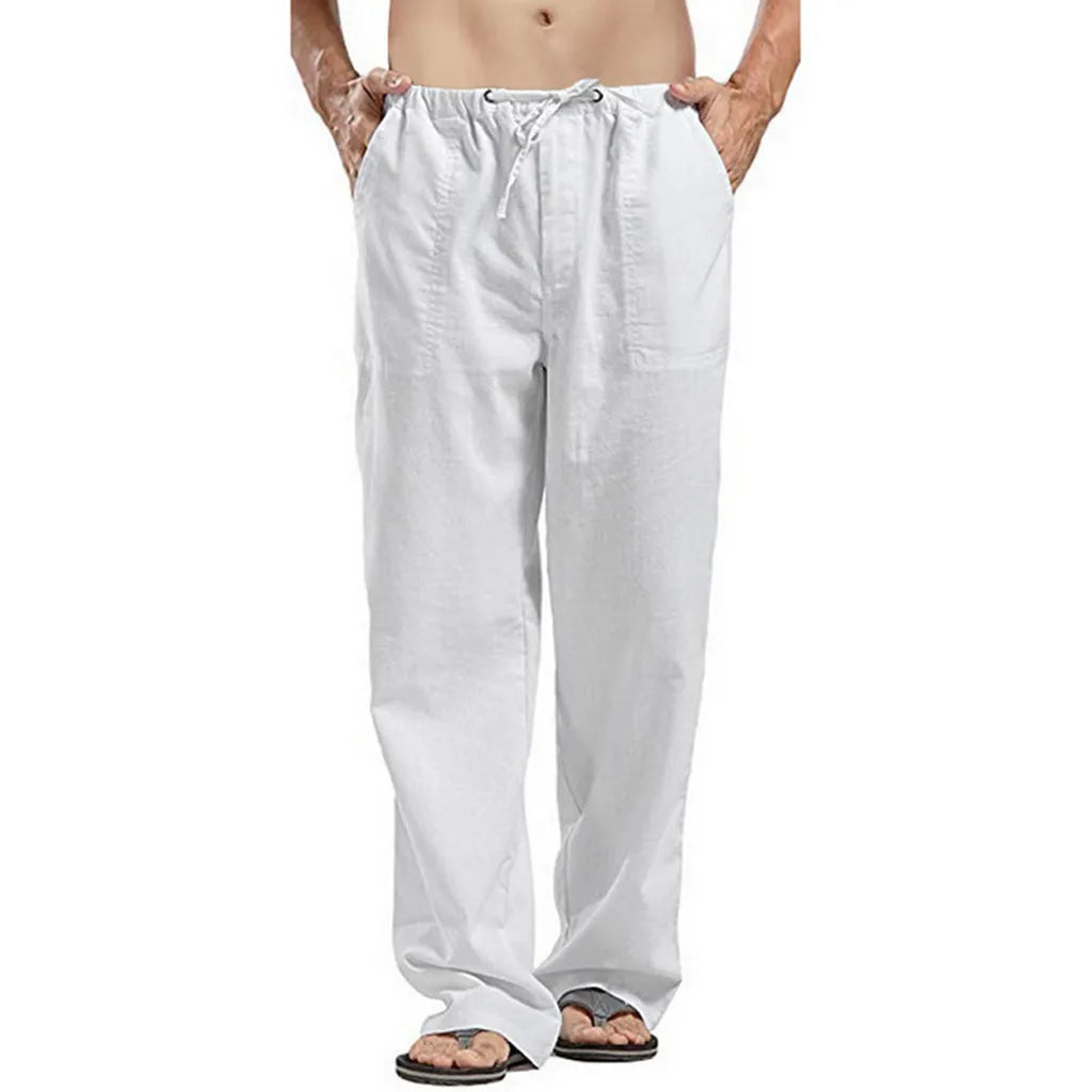 2023 new Men's Comfortable Cotton Linen Pants Male Autumn New Breathable Solid Color Linen Trousers Fitness Pants Streetwear