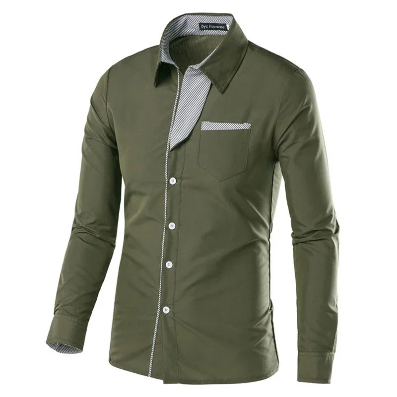 White Striped Shirts Mens 2025 Long Sleeved Business Slim Fit Male Shirt Black Social Clothes Camisa Masculina Vetement Homme