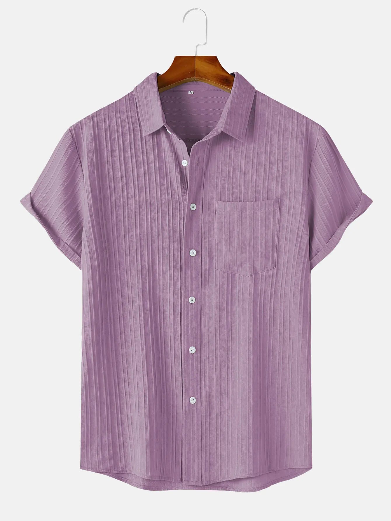 Men's  Comfortable Shirt Summer Beach Men's Shirt   Men's Short Sleeve Shirts  Solid Color Casual Short Sleeve Shirt