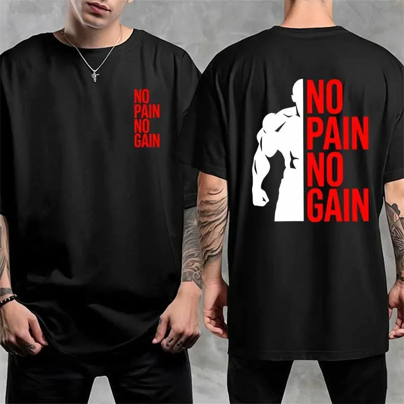 Men's Clothing NO PAIN NO GAIN GYM Print T Shirt Summer Casual Fashion Streetwear Tops Cotton Crew Neck Short Sleeve T-shirts