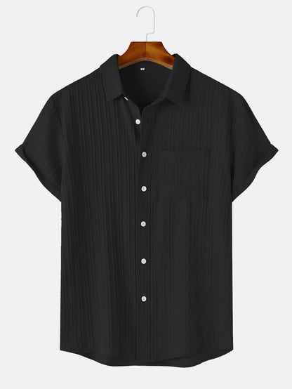Men's  Comfortable Shirt Summer Beach Men's Shirt   Men's Short Sleeve Shirts  Solid Color Casual Short Sleeve Shirt