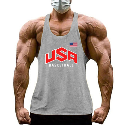 Mens Basketball Training Clothing Bodybuilding Workout Tank Tops Cotton Breathable Sport T-shirt Gym Fitness Running Singlets
