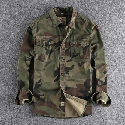 [24hour Fast Shipping] Men Camouflage Cargo Shirts High Quality Durable Outdoor Hiking Sport Daily American Style Casual Camicia