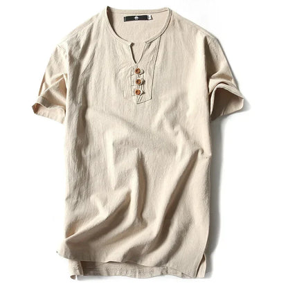 2026 Men's Linen T-shirt Cotton Short Sleeve Thin Casual Linen Men T-shirt For Male Tops Tees Man Clothing