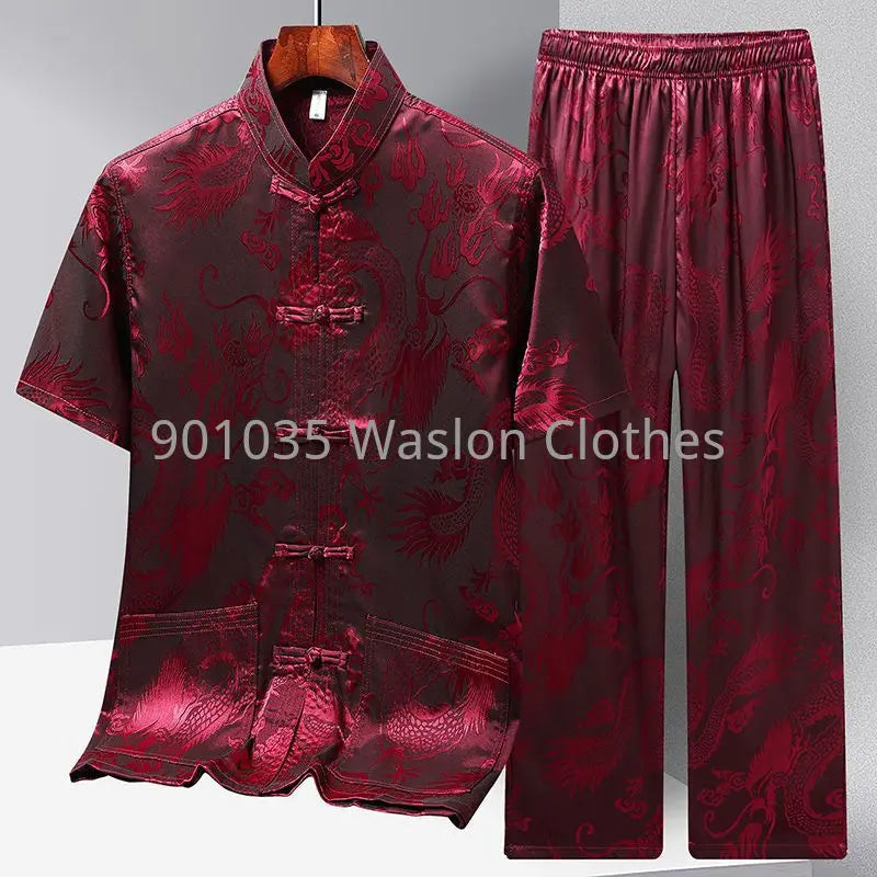 Chinese Men Traditional Clothing Linen Hanfu Top With Pant Long Sleeve Tang Suit Kung Fu Shirt Cardigan Coat
