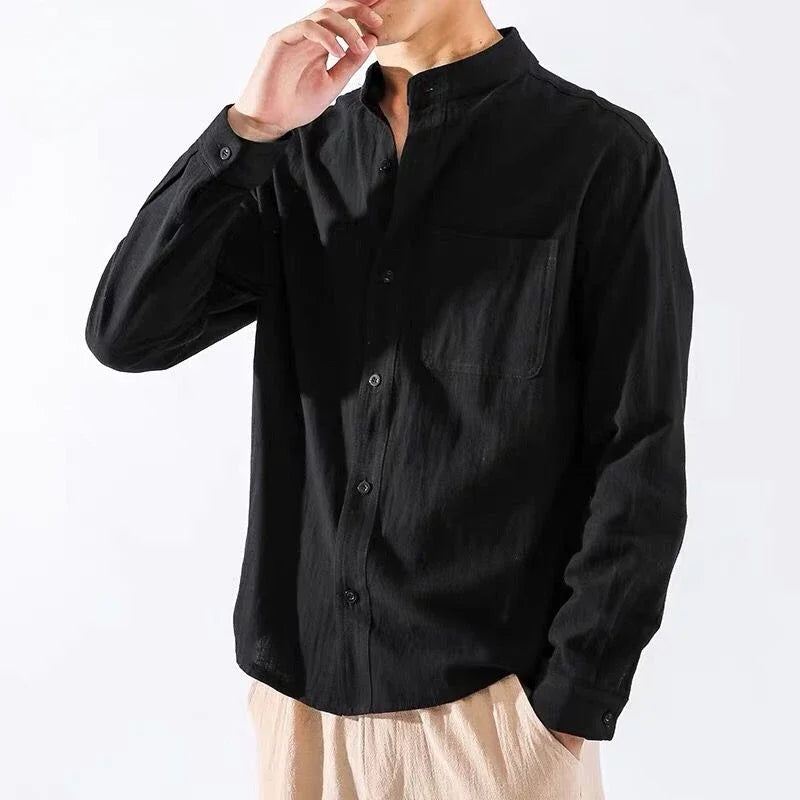 Shirts for Men White with Pocket Linen Man Shirt Elegant Original Fashion 2025 New in Cheap Brand Social Tops S Asia Casual Cool