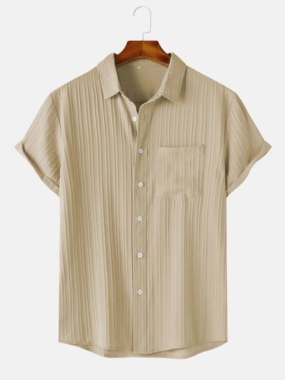 Men's  Comfortable Shirt Summer Beach Men's Shirt   Men's Short Sleeve Shirts  Solid Color Casual Short Sleeve Shirt