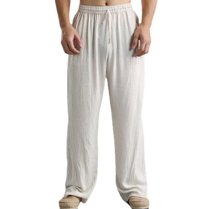2023 new Men's Comfortable Cotton Linen Pants Male Autumn New Breathable Solid Color Linen Trousers Fitness Pants Streetwear