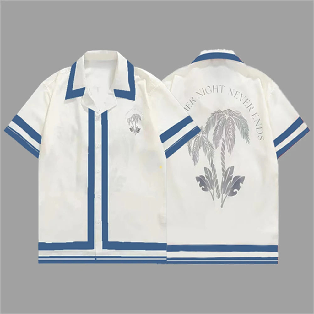 2025 Men's Short Sleeve Shirts Fashion Shirts Hawaiian Casual Comfortable Vacation Travel Oversized Tops camisa blanca hombre