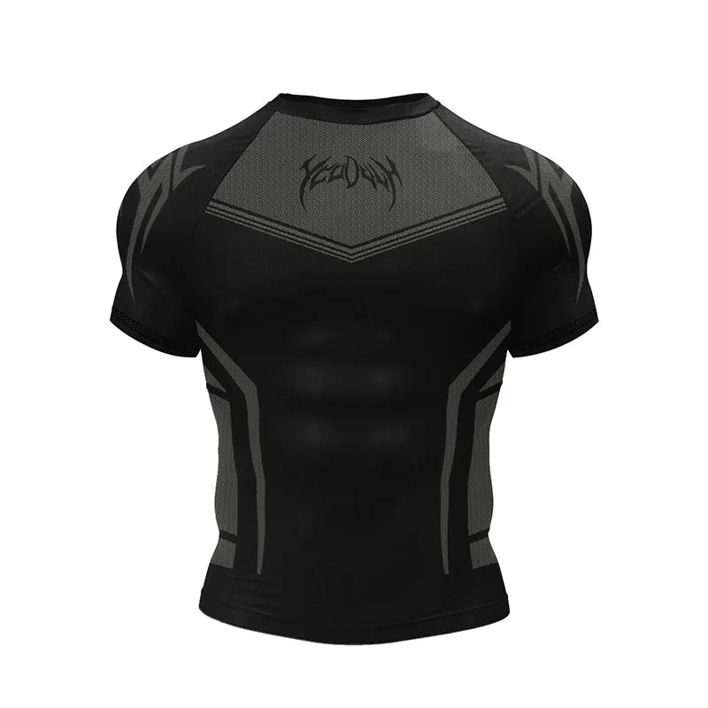 Men Short Sleeve New Style Muscle Fitness Clothes Quick Drying Breathable Stretch Tight Fitting Clothing Sublimation T-Shirt