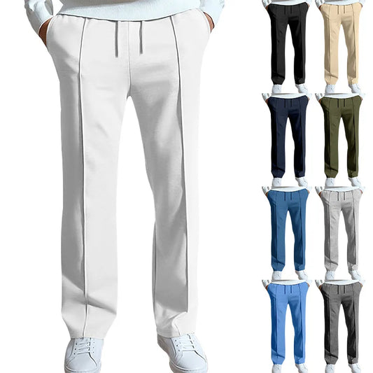Pant men 2026 casual new casual men's solid color sporty high-waisted drawstring long leg pants men's clothing