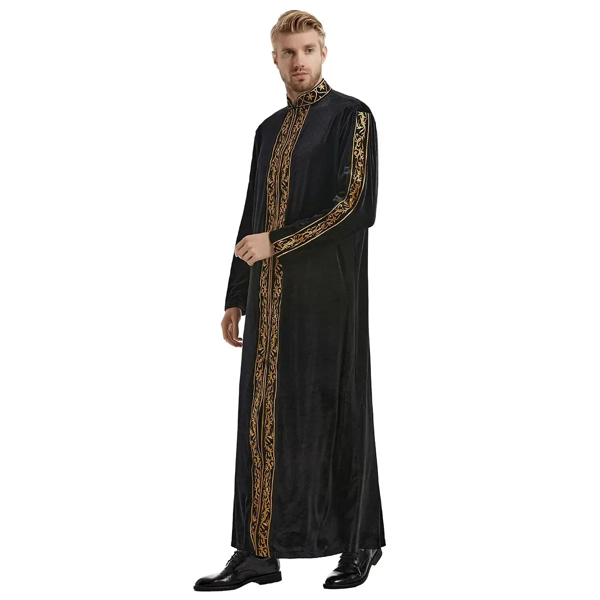 Middle East Men Clothes Muslim Fashion Abayas Velvet Kaftan Arab Islamic Clothing Saudi Caftan Robe Thawb Ramadan Gown Men Dress