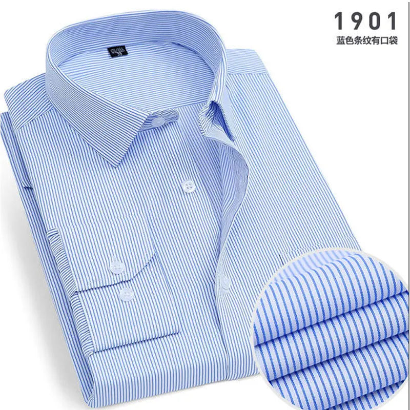 Men's Long-Sleeved Shirt Business Casual Solid Color Striped Plaid Spring Summer Free Ironing All Fit Tooling Comfortable