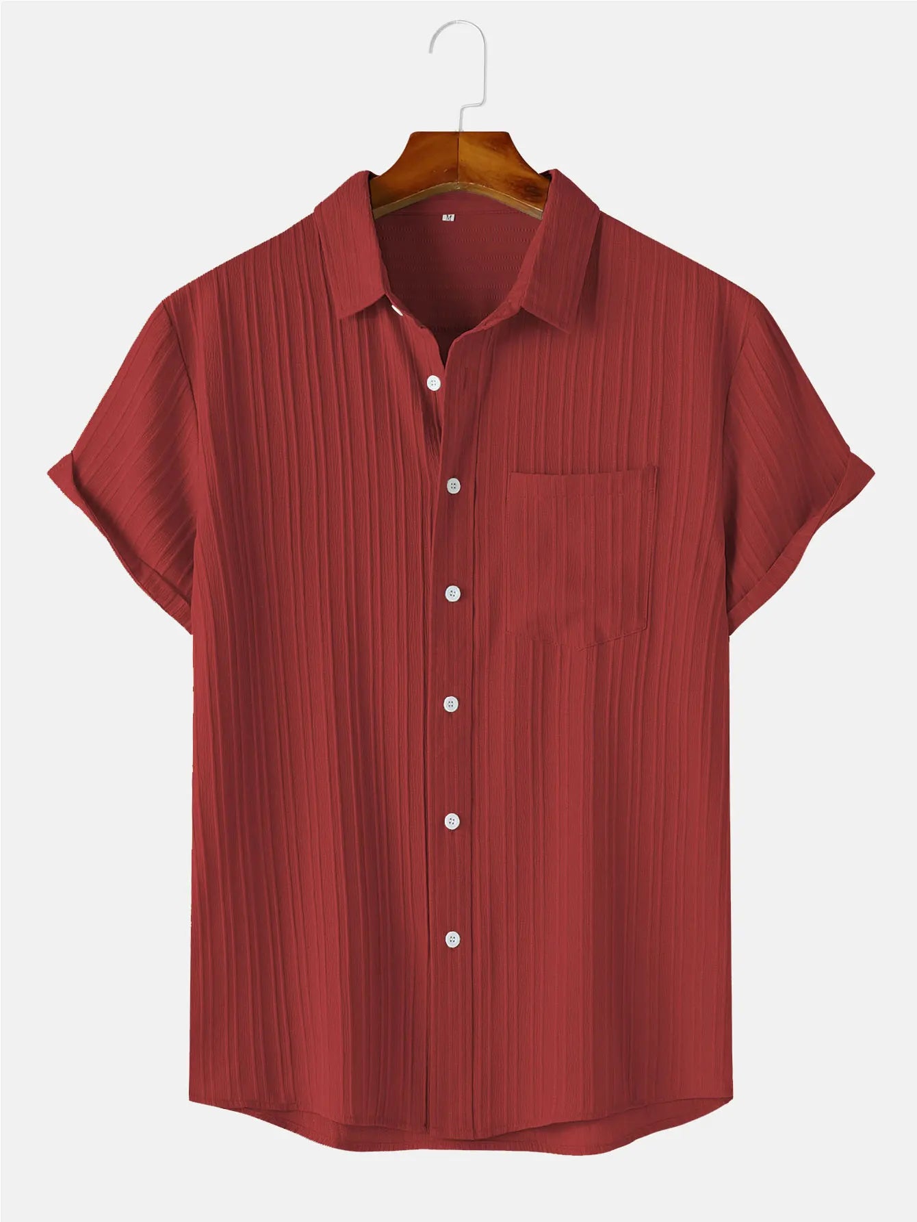 Men's  Comfortable Shirt Summer Beach Men's Shirt   Men's Short Sleeve Shirts  Solid Color Casual Short Sleeve Shirt