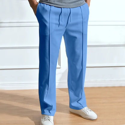 Pant men 2026 casual new casual men's solid color sporty high-waisted drawstring long leg pants men's clothing