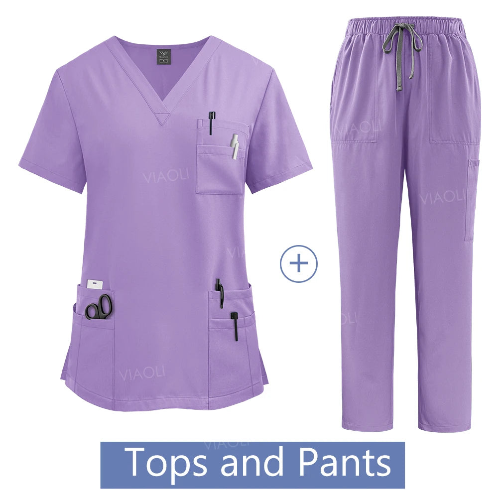 Wholesale Price Medical Suit for Women Surgical Gown Lab Coat with Pockets Dental Scrub Veterinary Uniform Soft Nursing Articles