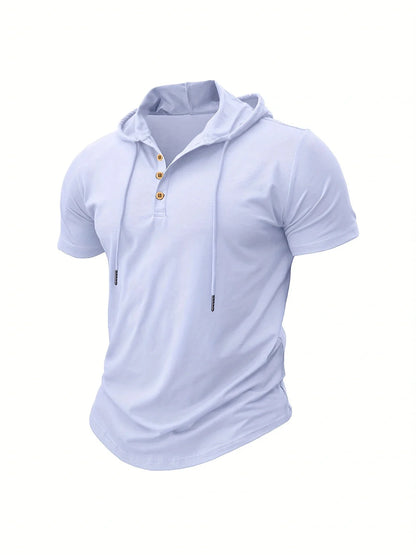 Men T Shirts  Summer Slim Fitness Hooded Short-Sleeved Bodybuilding Quick Dry Tshirt Male Gym Clothes Breathable Sports Tops