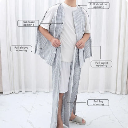 Convenient Bedridden Elderly Care Clothing Washable Breathable Tear Away Recovery T-Shirt Soft Full Tear Away Patient Gown