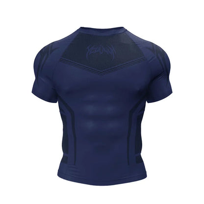 Men Short Sleeve New Style Muscle Fitness Clothes Quick Drying Breathable Stretch Tight Fitting Clothing Sublimation T-Shirt