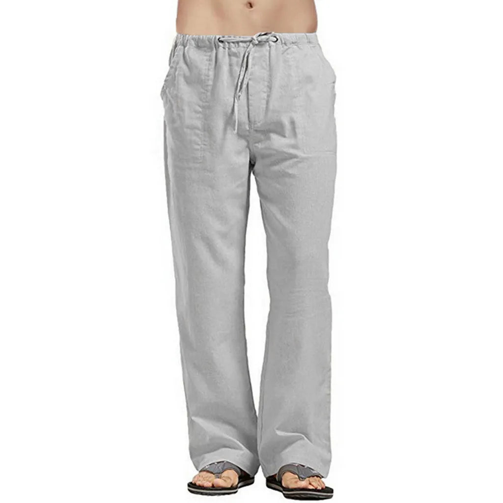 2023 new Men's Comfortable Cotton Linen Pants Male Autumn New Breathable Solid Color Linen Trousers Fitness Pants Streetwear