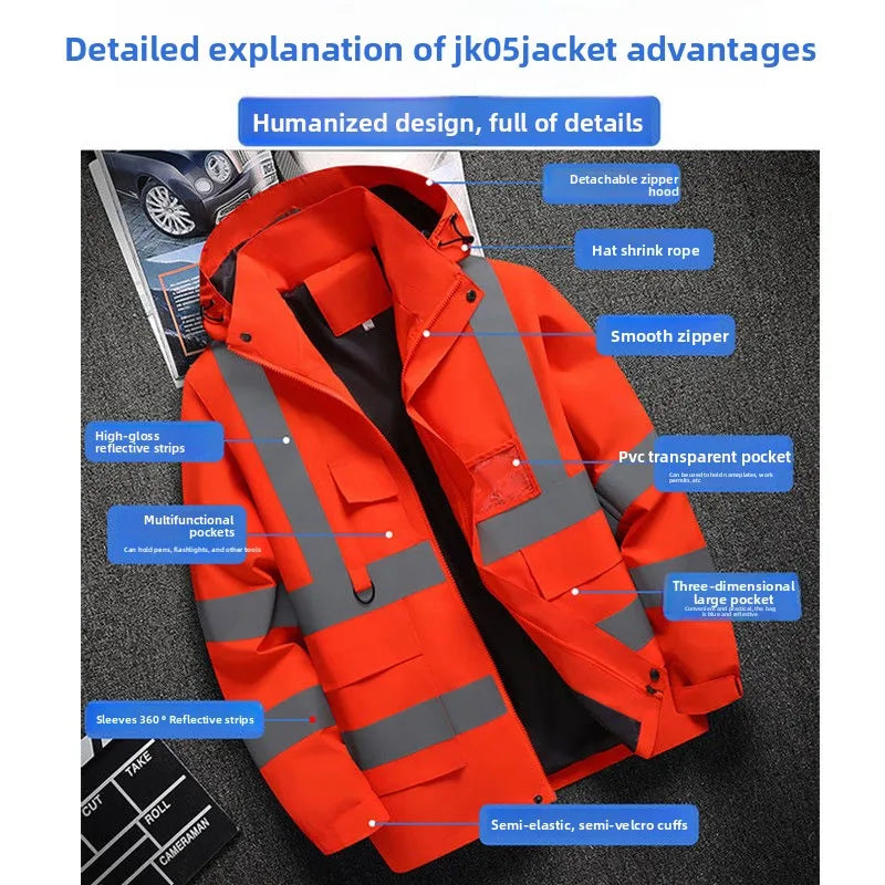 Men's workwear jacket construction clothing building clothing outdoor work clothes windproof waterproof  reflective strip
