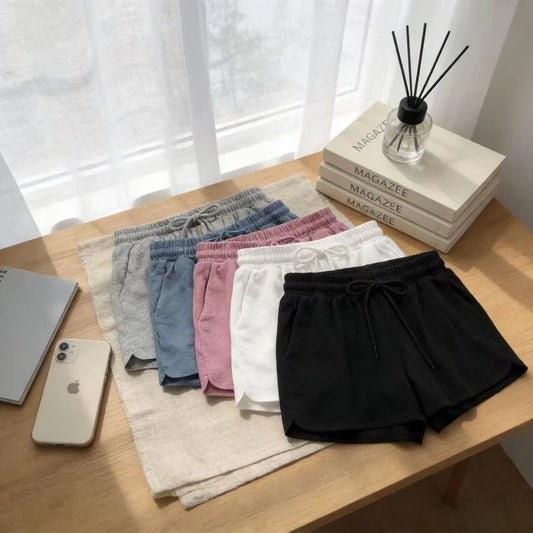 Best Seller Ladies' Comfortable Shorts High Waist Solid Color Loose Fit Bottoms with Pockets