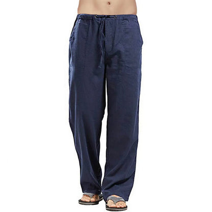 2023 new Men's Comfortable Cotton Linen Pants Male Autumn New Breathable Solid Color Linen Trousers Fitness Pants Streetwear