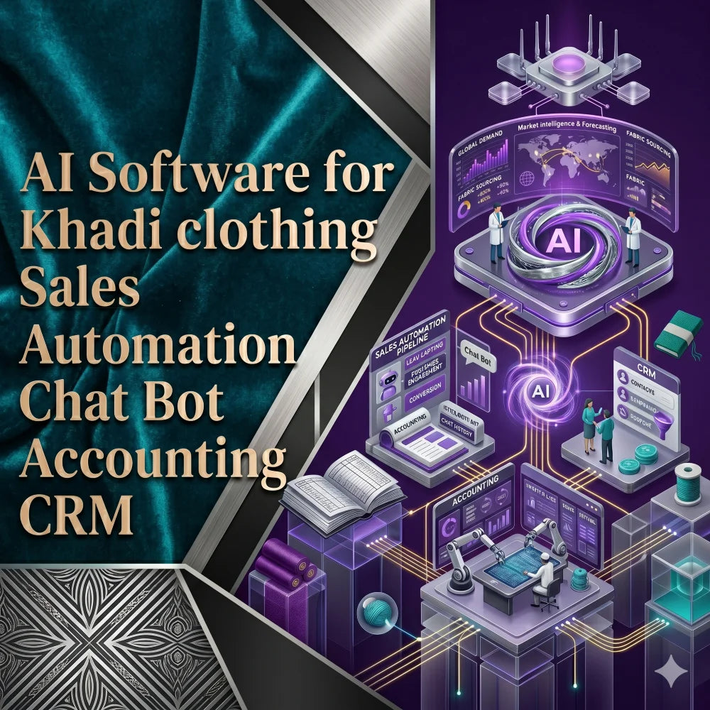 AI Software for Khadi clothing Sales Automation Chat Bot Accounting CRM Website Design Android iOS Mobile Application Software