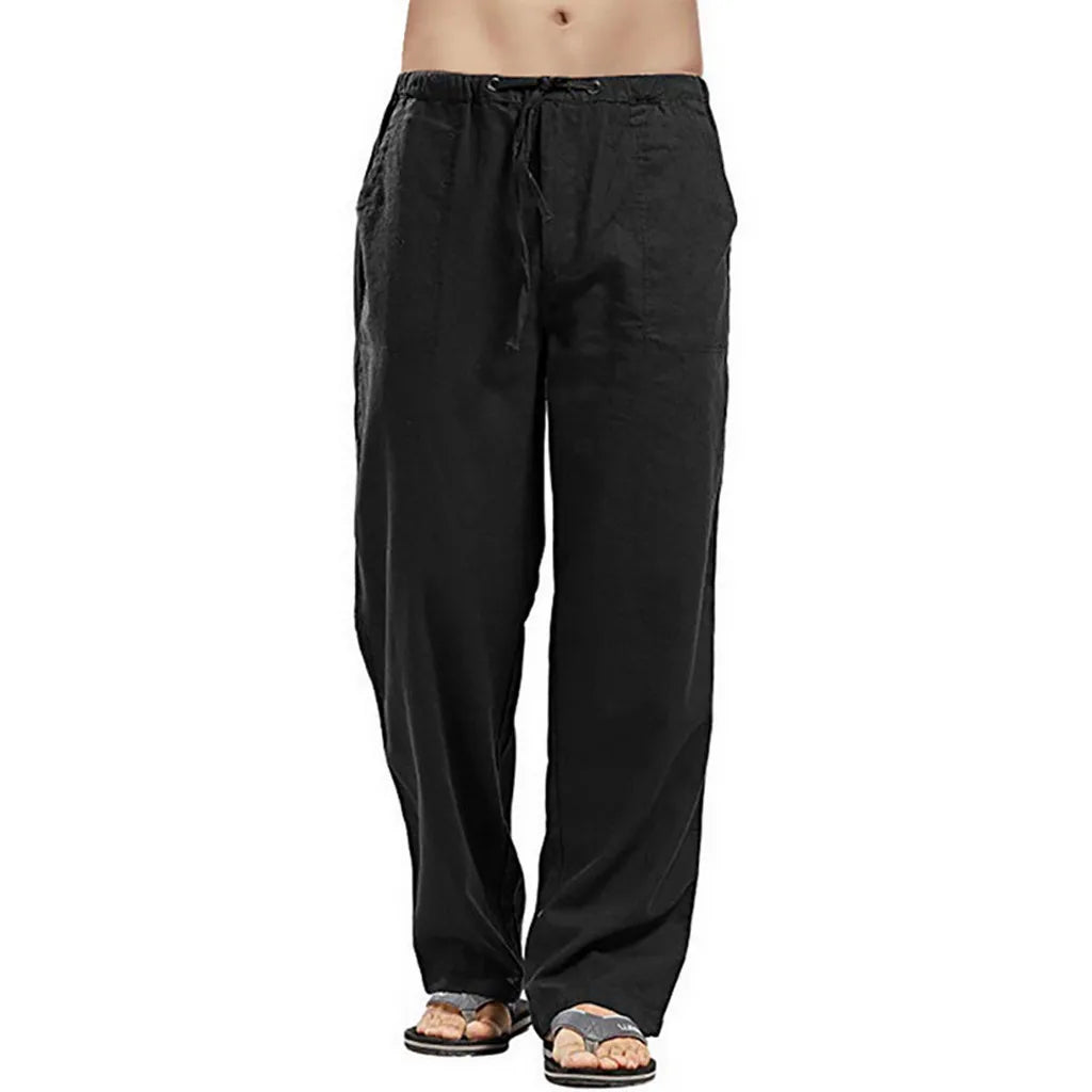 2023 new Men's Comfortable Cotton Linen Pants Male Autumn New Breathable Solid Color Linen Trousers Fitness Pants Streetwear
