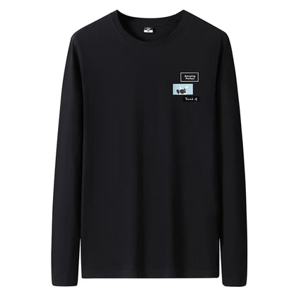 T Shirts Men New Fashion 2025 O-Neck Slim Long Black Sleeve T-Shirt Male Clothing Casual Tee Shirt 28 Styles Plus Size S-6XL