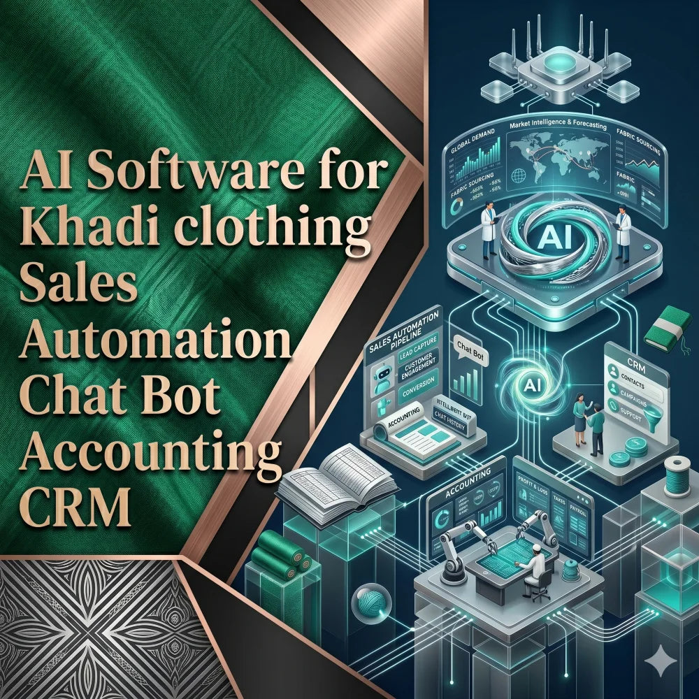AI Software for Khadi clothing Sales Automation Chat Bot Accounting CRM Website Design Android iOS Mobile Application Software