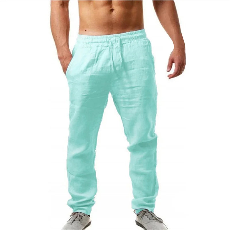 Men's Cotton Linen Pants Male spring autumn Breathable Solid Color Linen Trousers Fitness Streetwear Daily men trousers S-3XL