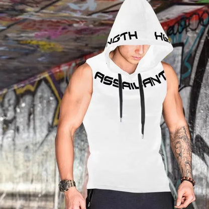 Men Tank Tops Gym Clothing Fitness Sleeveless Hoodies Vests Cotton Singlets Men Joggers Vest Bodybuilding Casual Clothing