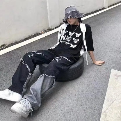 2026 Korean Fashion  Ripped Jeans Pants Men Broken Holes Trousers Casual Soft Stylish Regular Baggy Straight Denim Trousers