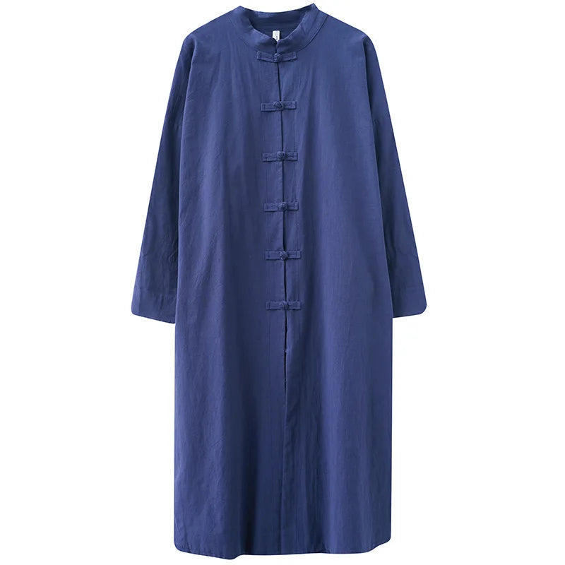 Traditional Chinese Clothing for Women Spring Autumn Cotton Long Sleeve Single-breasted Loose Top Meditation Tea Clothes