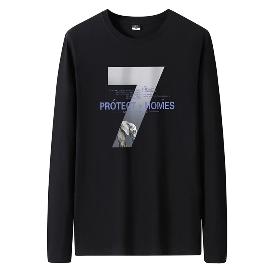 T Shirts Men New Fashion 2025 O-Neck Slim Long Black Sleeve T-Shirt Male Clothing Casual Tee Shirt 28 Styles Plus Size S-6XL