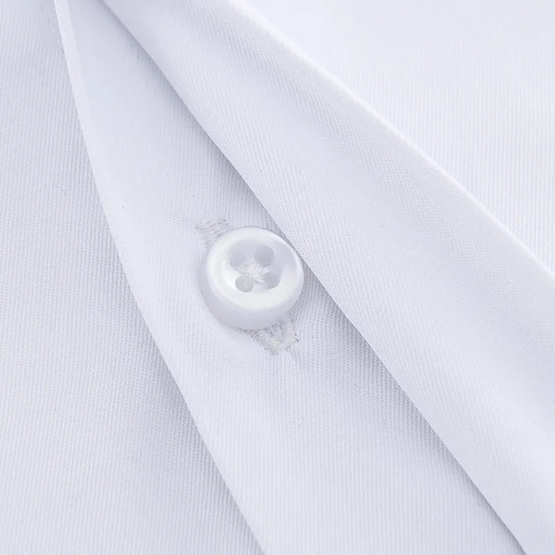 French Shirts for Men Covered Button Solid Plain Long Sleeve Business Party Tuxedo Men Dress Shirt with French Cufflinks